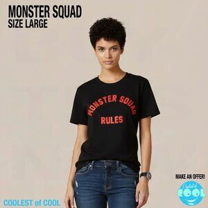 MONSTER SQUAD RULES tshirt size large unisex red letters on black movie tee